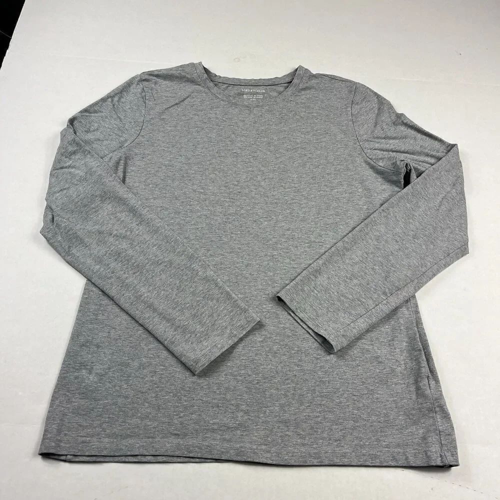 Lord & Taylor Womens Long Sleeve T-Shirt Gray Normcore Minimalist Tee LARGE FLAW
